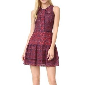 Parker Nerissa Lace Mini Dress Reef Red Navy Blue Women’s Size Small